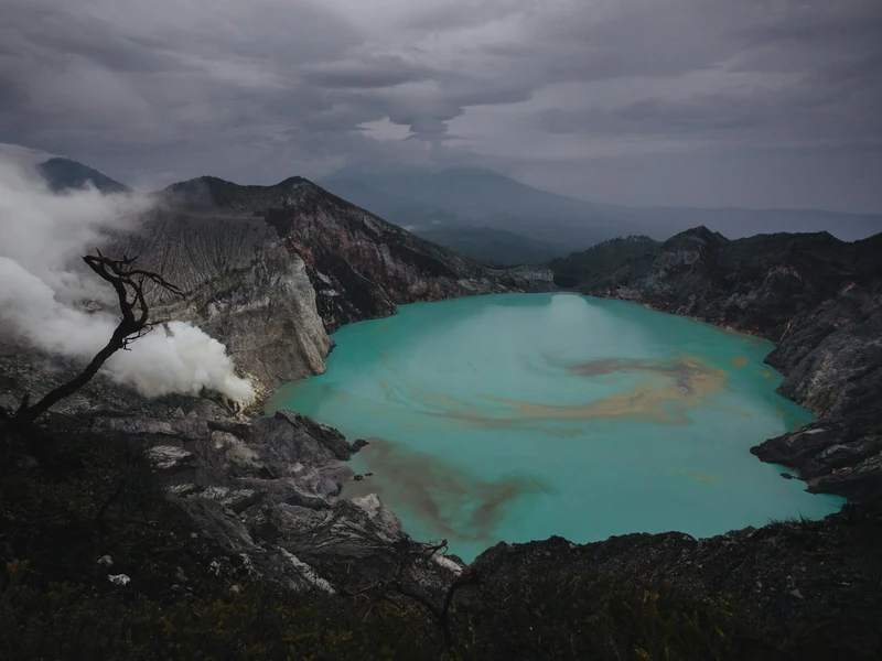 Clouds over the Ijen crater